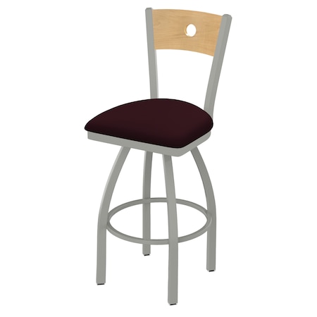 Holland Bar Stool Co 25" Swivel Counter Stool, Nickel Finish, Nat Back, Canter Bordeaux Seat 83025ANNatMplB005